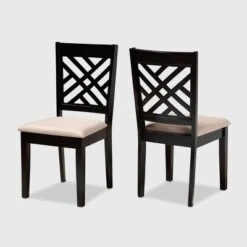 2pc Caron Upholstered Wood Dining Chair Set - Baxton Studio -Outlet Baxton Studio Store GUEST 965d4bac 10aa 4f59 9b6f b69076b9ef13