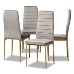 4pc Armand Velvet Fabric Upholstered And Metal Dining Chair Set - Baxton Studio -Outlet Baxton Studio Store GUEST 969ea76b 11da 4041 9042 c6c933d7aea7