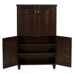 Winda Modern And Contemporary 4-Door Wooden Entryway Shoes Storage Cabinet - Dark Brown - Baxton Studio -Outlet Baxton Studio Store GUEST 96ad8d57 e68a 4ba3 8e72 76c05dabd952