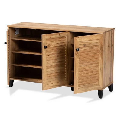 Coolidge Wood 3 Door Storage Cabinet Oak Brown - Baxton Studio 1 Coolidge Wood 3 Door Storage Cabinet Oak Brown - Baxton Studio
