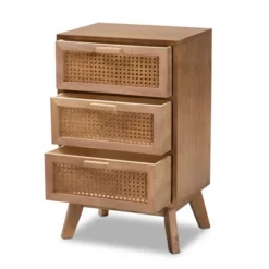 Baden Wood With Rattan 3 Drawer Nightstand Walnut Brown - Baxton Studio -Outlet Baxton Studio Store GUEST 974d3518 020d 45bb 9e91 e84fa293cfe2