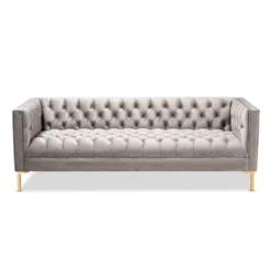 Zanetta Velvet Finished Sofa Gray - Baxton Studio -Outlet Baxton Studio Store GUEST 978dedc2 8923 4e08 aa93 cf897fbe893c