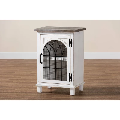 Faron Wood 1 Door Nightstand White/Oak Brown - Baxton Studio 6 Faron Wood 1 Door Nightstand White/Oak Brown - Baxton Studio - Image 6