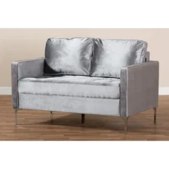 Baxton Studio Clara Velvet Fabric Upholstered 2 Seater Loveseat Gray - BaxtonStudio -Outlet Baxton Studio Store GUEST 981103ea 6f6c 410d 8970 3b0e9fcabfc2