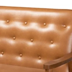 Sorrento Mid-Century Faux Leather Upholstered Wood Sofa Walnut/Brown - Baxton Studio -Outlet Baxton Studio Store GUEST 98773896 c10e 4aa4 85cd bb996fba66df