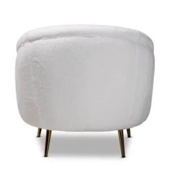 Urian Boucle Upholstered Accent Chair White/Gold - Baxton Studio -Outlet Baxton Studio Store GUEST 98ec4f00 553e 4ab9 8bc1 7a734b01aa4f