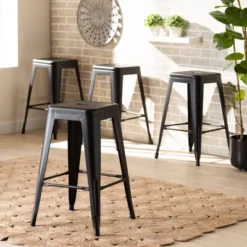 4pc Horton Metal Stackable Counter Stool Set - Baxton Studio -Outlet Baxton Studio Store GUEST 9974c57c da25 45d1 af99 3f55338c8ed1