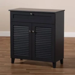 Shelf Wood Shoe Storage Cabinet With Drawer Coolidge Finished Dark Gray - Baxton Studio -Outlet Baxton Studio Store GUEST 9984c3dd f884 4b2d a9a7 baf4359c4400