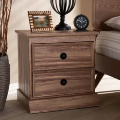 Ryker Oak Finished 2 Drawer Wood Nightstand Brown - Baxton Studio -Outlet Baxton Studio Store GUEST 9a0fb208 4c5b 474f 868c 4729e7b9b4f7