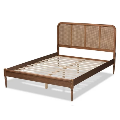 Queen Elston Wood And Synthetic Rattan Platform Bed - Baxton Studio 2 Queen Elston Wood And Synthetic Rattan Platform Bed - Baxton Studio - Image 2