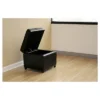 Full Leather Storage Cube Ottoman Black - Baxton Studio