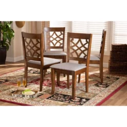 Set Of 4 Mael Fabric Upholstered Wood Dining Chairs Gray/Walnut - Baxton Studio -Outlet Baxton Studio Store GUEST 9a9381fe d5ac 4f58 9f1e fb9aa1437fa9