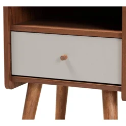 Elario Wood 1 Drawer Nightstand White/Walnut/Brown - Baxton Studio -Outlet Baxton Studio Store GUEST 9b03456c 530b 4920 ae65 9da33131303e