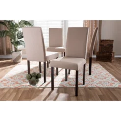 Set Of 4 Andrew Contemporary Espresso Wood Finish Fabric Dining Chairs Beige - Baxton Studio -Outlet Baxton Studio Store GUEST 9b6028db 0ea8 4532 929c 88f250ae16a5