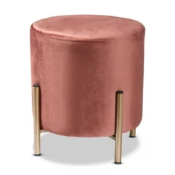 Thurman Velvet Metal Ottoman - Baxton Studio -Outlet Baxton Studio Store GUEST 9b613c27 ea4b 4174 98db 5102e83e07e3
