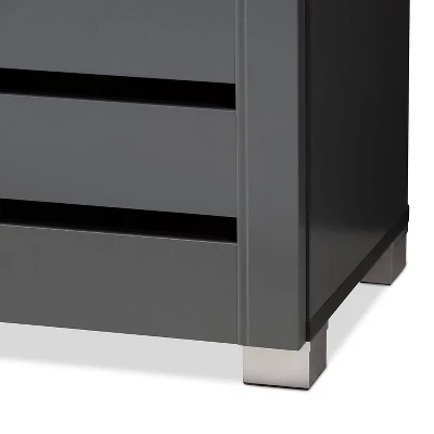 3 Door Adalwin Wooden Entryway Shoe Storage Cabinet Gray - Baxton Studio 6 3 Door Adalwin Wooden Entryway Shoe Storage Cabinet Gray - Baxton Studio - Image 6