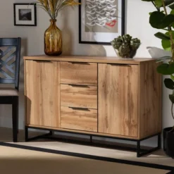 Reid Wood & Metal 3 Drawer Sideboard Buffet Oak/Black - Baxton Studio 14 Reid Wood & Metal 3 Drawer Sideboard Buffet Oak/Black - Baxton Studio -Outlet Baxton Studio Store GUEST 9ce34f74 b95d 4b6f a930 0e91cdb67b96
