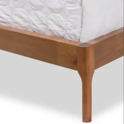 Brooklyn Mid Century Modern Walnut Wood Fabric Upholstered Platform Bed Beige - Baxton Studio -Outlet Baxton Studio Store GUEST 9d001a60 d39f 4966 b000 b435a0c2af9d