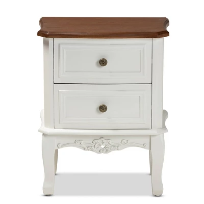 2 Drawer Darlene Wood Nightstand White/Cherry Brown - Baxton Studio 2 2 Drawer Darlene Wood Nightstand White/Cherry Brown - Baxton Studio - Image 2