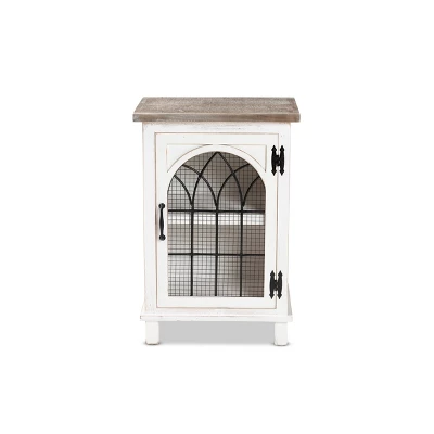 Faron Wood 1 Door Nightstand White/Oak Brown - Baxton Studio 2 Faron Wood 1 Door Nightstand White/Oak Brown - Baxton Studio - Image 2