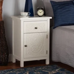 Lambert Wood 1 Drawer Nightstand White - Baxton Studio -Outlet Baxton Studio Store GUEST 9db03d69 cffc 42e6 b1ea f321a0abac9c