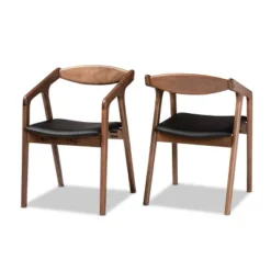 2pc Harland Faux Leather Upholstered And Wood Dining Chair Set - Baxton Studio -Outlet Baxton Studio Store GUEST 9e418e24 6eb8 41d1 a000 30c9340173f6