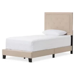 Paris Modern And Contemporary Linen Upholstered Tufting Platform Bed - Twin - Baxton Studio -Outlet Baxton Studio Store GUEST 9e79a53d c7c7 413b b792 e63ae697449c