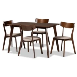 5pc Nori Upholstered Wood Dining Set - Baxton Studio -Outlet Baxton Studio Store GUEST 9ef62932 d252 4189 89d5 ab52e99d2f76