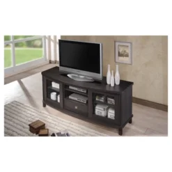 Walda Wood Cabinet With 2 Sliding Doors And 1 Drawer TV Stand For TVs Up To 60" Dark Brown/Gray - Baxton Studio -Outlet Baxton Studio Store GUEST 9f09957a a777 49ef 99ba 842d275e8cda