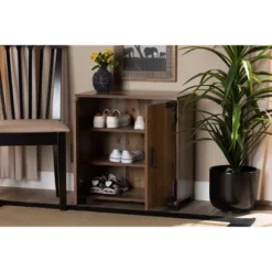 2 Door Cyrille Wood Shoe Cabinet Brown - Baxton Studio -Outlet Baxton Studio Store GUEST 9f22d16b 0bd9 42dd 8620 5cec17f393db