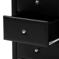Tessa Faux Leather Upholstered 3 Drawer Nightstand Black - Baxton Studio -Outlet Baxton Studio Store GUEST 9f46601e 819f 478a a594 00251b269c59