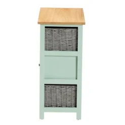 Valtina Two-Tone Wood 3 Drawer Storage Unit With Baskets Oak Brown/Gray/Mint Green - Baxton Studio -Outlet Baxton Studio Store GUEST a0c6aacc 860b 43a2 8b4e d8a35a3bdc21