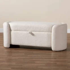 Oakes Boucle Upholstered Storage Bench Ivory - Baxton Studio -Outlet Baxton Studio Store GUEST a1549988 8a3d 4885 84eb 6d42eaa4521b