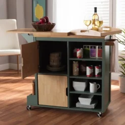 Dorthy Two-Tone Wood Kitchen Cart Green/Natural - Baxton Studio 26 Dorthy Two-Tone Wood Kitchen Cart Green/Natural - Baxton Studio -Outlet Baxton Studio Store GUEST a186e4b5 ff1d 4fe4 a223 0b3ae9fd0f0d