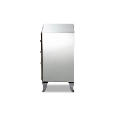 3 Drawer Pauline Contemporary Glam And Luxe Mirrored Nightstand White - Baxton Studio 3 3 Drawer Pauline Contemporary Glam And Luxe Mirrored Nightstand White - Baxton Studio - Image 3