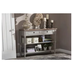 Edouard French Provincial Style Console Table With 2 Drawers - White/Light Brown - Baxton Studio 5 Edouard French Provincial Style Console Table With 2 Drawers - White/Light Brown - Baxton Studio -Outlet Baxton Studio Store GUEST a1e57989 548f 4abc 8c85 9c599163dfdb