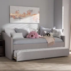 Twin Kaija Modern And Contemporary Fabric Daybed With Trundle Gray - Baxton Studio -Outlet Baxton Studio Store GUEST a214d4f7 f7f5 4e65 a01a 410b1f99d3eb