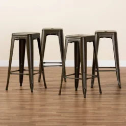 4pc Horton Gunmetal Metal Stackable Barstool Set Gun Metal - Baxton Studio -Outlet Baxton Studio Store GUEST a28271d0 c9ae 4523 88a9 b51194e00fd7