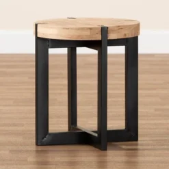 Horace Wood And Metal End Table Brown/Black - Baxton Studio -Outlet Baxton Studio Store GUEST a2bdb147 583d 4fc1 86ad 1d5482e81ff5