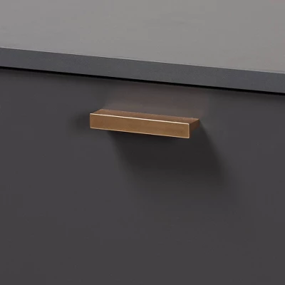 Kelson Wood 3 Door Cabinet Dark Gray/Gold - Baxton Studio 4 Kelson Wood 3 Door Cabinet Dark Gray/Gold - Baxton Studio - Image 4