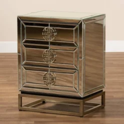 Laken 3 Drawers Mirrored Nightstand - Baxton Studio 11 Laken 3 Drawers Mirrored Nightstand - Baxton Studio -Outlet Baxton Studio Store GUEST a346b6af 82b5 4ed3 a27c aa37334737cd