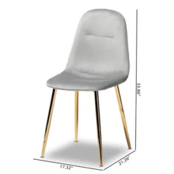 Set Of 4 Elyse Velvet Upholstered Metal Dining Chairs - Baxton Studio -Outlet Baxton Studio Store GUEST a356ee8e 4982 4669 9a3d b25dc0267772