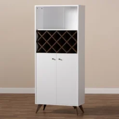 Baxton Studio Serafino And Walnut Finished Wood Wine Cabinet White/Brown - BaxtonStudio -Outlet Baxton Studio Store GUEST a36c1aa9 a914 47e7 9ca9 fc3dc7e62753