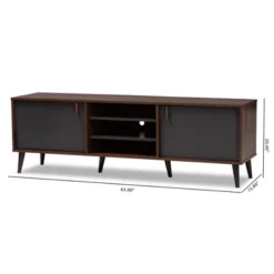 Samuel Finished TV Stand For TVs Up To 55" Walnut Brown/Dark Gray - Baxton Studio -Outlet Baxton Studio Store GUEST a386b34f fa35 4a3b bf9c 4e221081105e