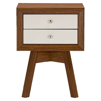 Warwick Two-tone Modern Accent Table And Nightstand Walnut/White - Baxton Studio 2 Warwick Two-tone Modern Accent Table And Nightstand Walnut/White - Baxton Studio - Image 2