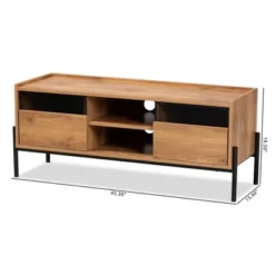 Tasman Wood And Metal 2 Door TV Stand For TVs Up To 45" Natural Brown/Black - Baxton Studio -Outlet Baxton Studio Store GUEST a4196413 afc2 427e 9c4d f3c0e7bb6baa