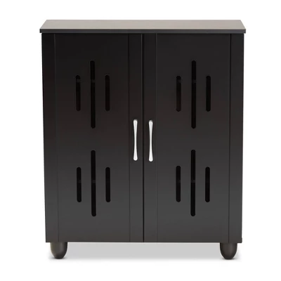 Renley Espresso Wood 2 Door Shoe Storage Cabinet Brown - Baxton Studio 2 Renley Espresso Wood 2 Door Shoe Storage Cabinet Brown - Baxton Studio - Image 2