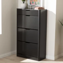 Cayla Modern And Contemporary Wood Shoe Cabinet - Black - Baxton Studio -Outlet Baxton Studio Store GUEST a461f92b 03d3 49f9 a8b7 7b125fee708b