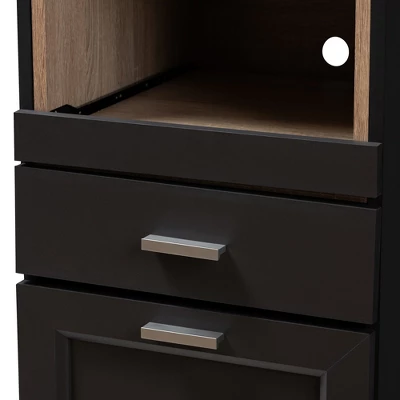 Fabian Oak Finished Kitchen Cabinet With Roll Out Compartment Dark Gray/Brown - Baxton Studio 8 Fabian Oak Finished Kitchen Cabinet With Roll Out Compartment Dark Gray/Brown - Baxton Studio - Image 8