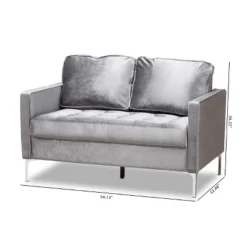Baxton Studio Clara Velvet Fabric Upholstered 2 Seater Loveseat Gray - BaxtonStudio -Outlet Baxton Studio Store GUEST a4715d64 87a8 4209 937c d4e7827fb55a
